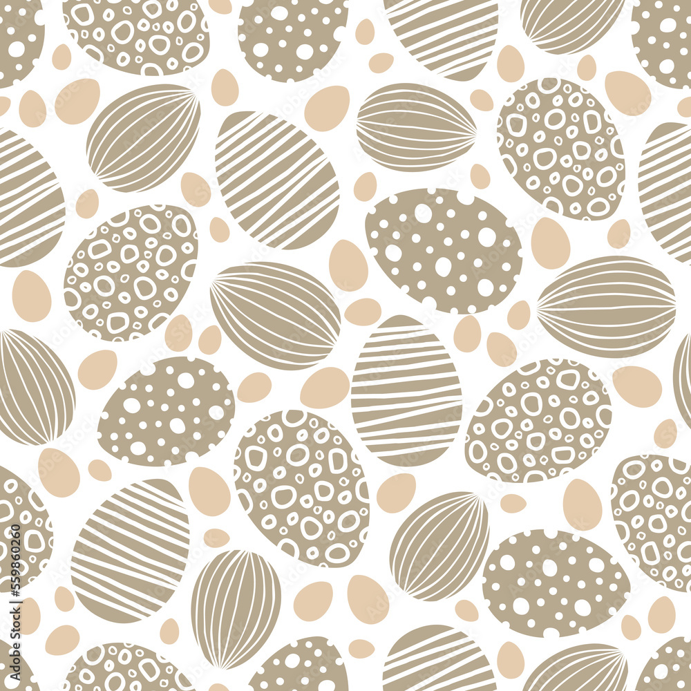 Easter eggs seamless pattern. Elements of pastel colors on a white background. Spring holiday background for printing. Festive Easter background. Vector illustration. Easter eggs seamless pattern. Elements of pastel colors on a white background. Spring holiday background for printing. Festive Easter background. Vector illustration.