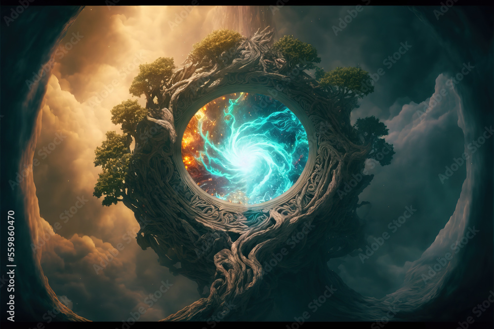 Fantasy Magic Portal Portal Elven Forest Stock Illustration 2192264525