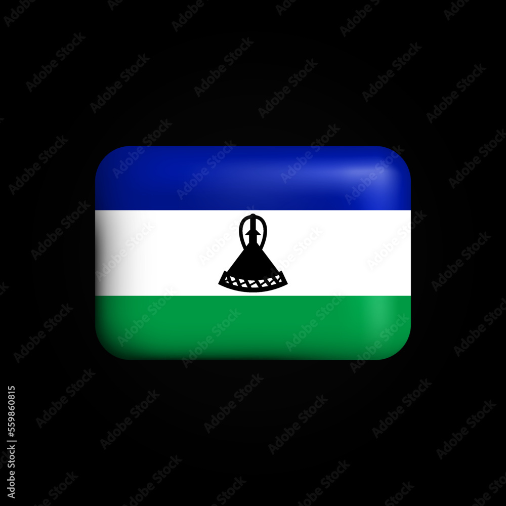 Lesotho Flag 3D Icon. National Flag of Lesotho. Vector illustration