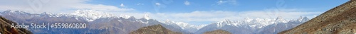 motion blur background Panorama of Himalayan mountain range visible from Kuari pass trek