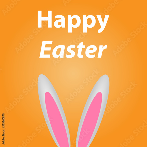 Happy easter day illustration. Horizontal greeting banner with bunny. Vector