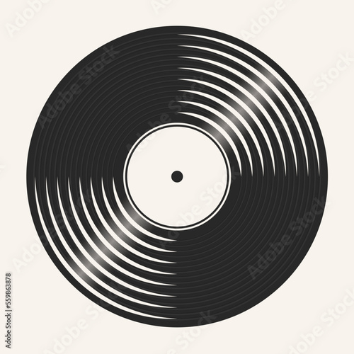 Vinyl plate disc isolated. Music retro icon. Vintage vector.