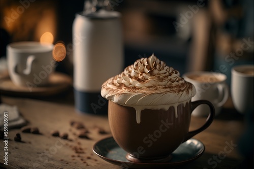 Cappuccino Coffee, Generative AI, Illustration