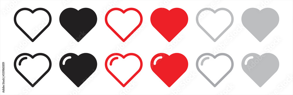 Heart icon. Heart icon collection. love heart simple style. Love heart icon sign and symbol. Vector illustration. Heart icon. Heart icon collection. love heart simple style. Love heart icon sign and symbol. Vector illustration.