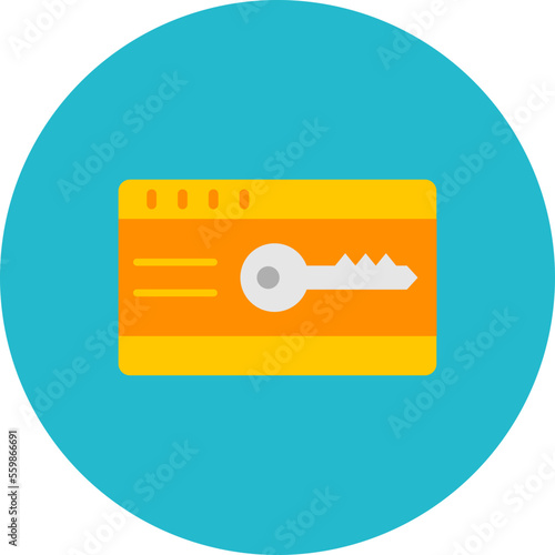 Keycard Multicolor Circle Flat Icon