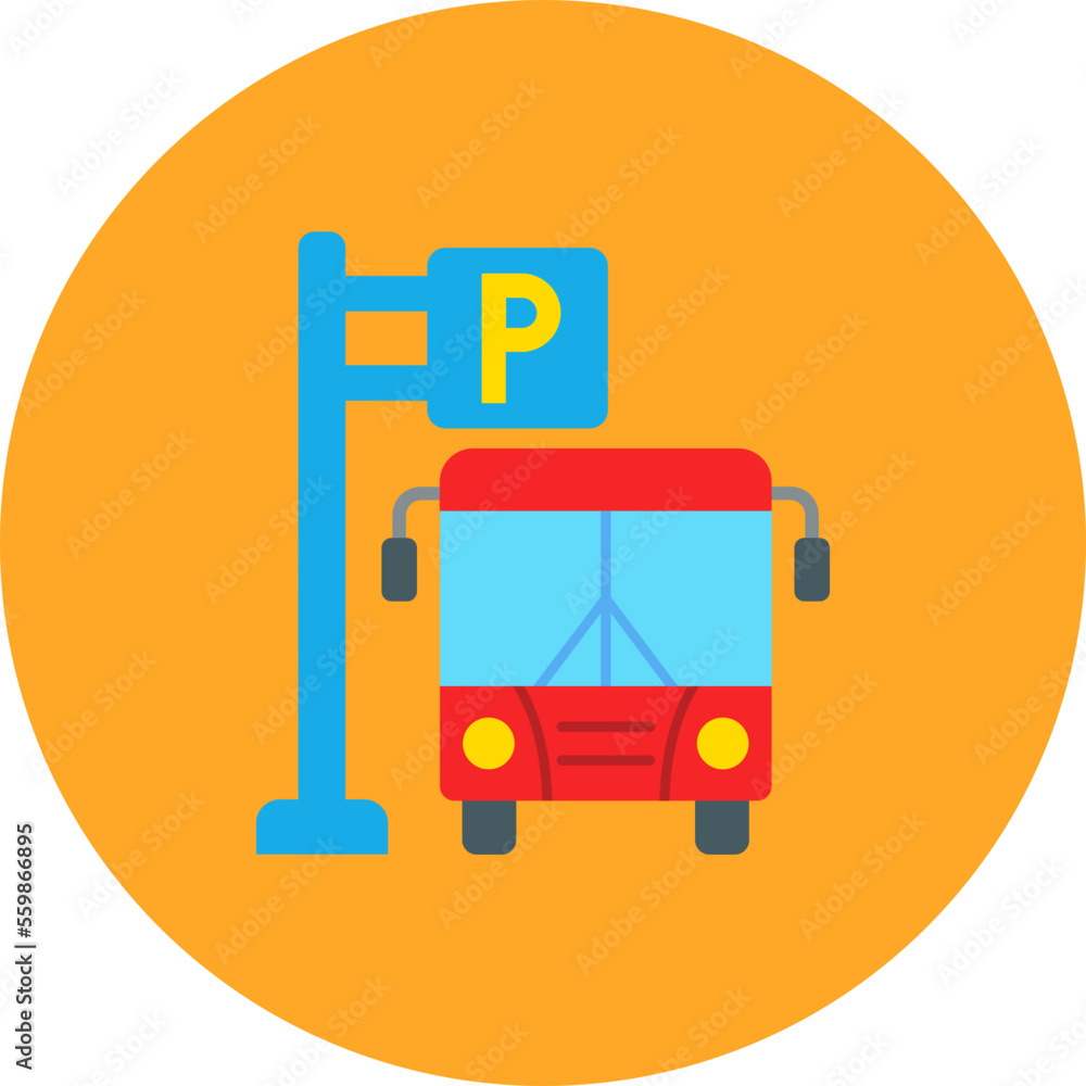 Parking Area Multicolor Circle Flat Icon Parking Area Multicolor Circle Flat Icon