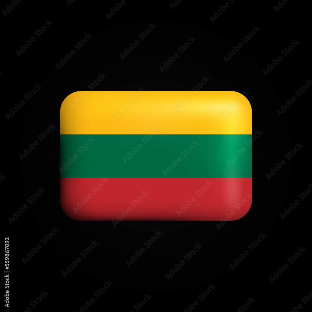 Lithuania Flag 3D Icon. National Flag of Lithuania. Vector illustration Lithuania Flag 3D Icon. National Flag of Lithuania. Vector illustration