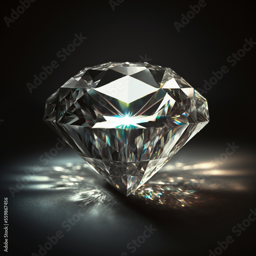 diamond on black background  generative ia