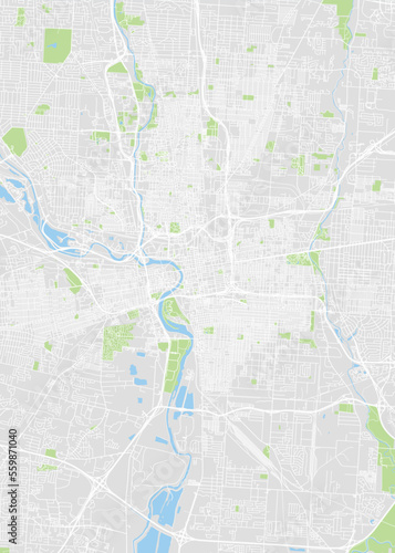 City map Columbus, color detailed plan, vector illustration