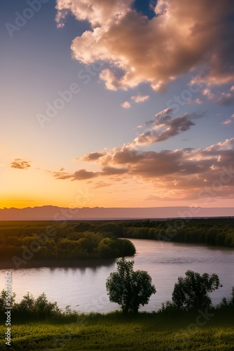 sunset over the river