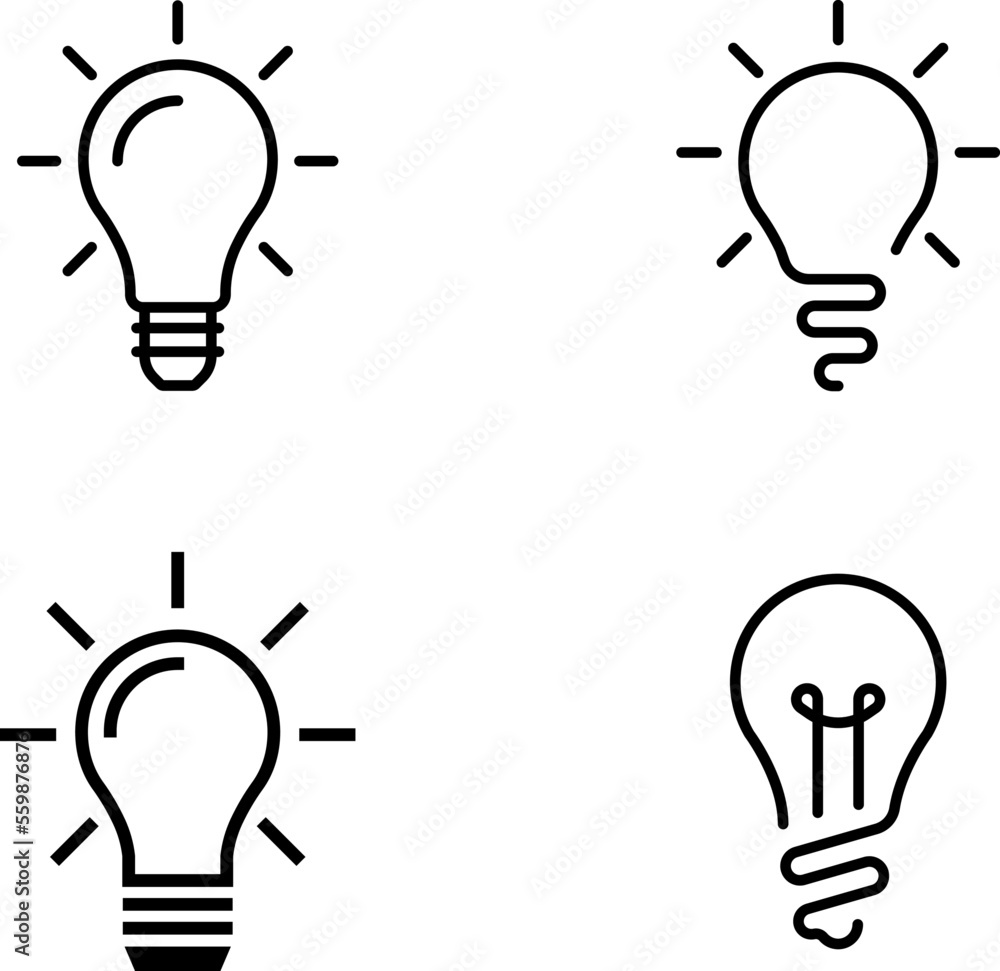 Light Bulb line icon vector, isolated on white background. Idea sign, solution, thinking concept. Lighting Electric lamp, electricity, shine, shiny. Flat style for graphic design, logo, web site, UI. Light Bulb line icon vector, isolated on white background. Idea sign, solution, thinking concept. Lighting Electric lamp, electricity, shine, shiny. Flat style for graphic design, logo, web site, UI.