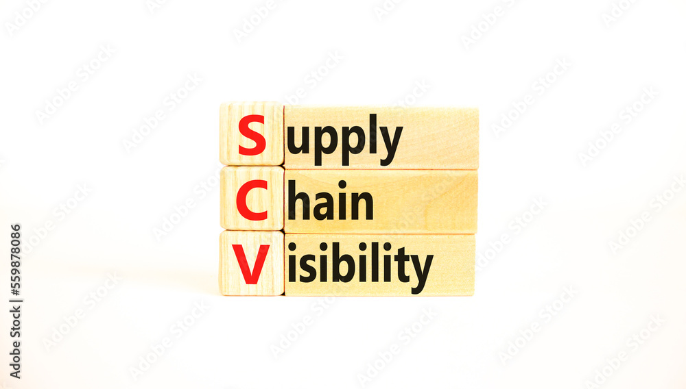 SCV supply chain visibility symbol. Concept words SCV supply chain visibility on wooden blocks on a beautiful white table white background. Business SCV supply chain visibility concept. Copy space. SCV supply chain visibility symbol. Concept words SCV supply chain visibility on wooden blocks on a beautiful white table white background. Business SCV supply chain visibility concept. Copy space.