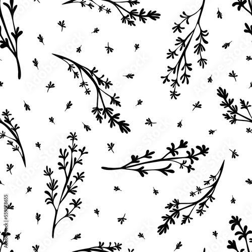 Sketch of a twigs thyme. Hand drawn vector illustration of a twigs thyme on white background. Element for design.