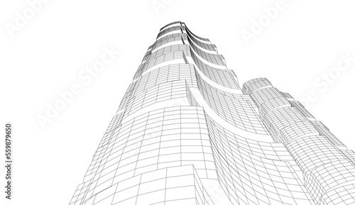 Abstract architecture building vector 3d illustration