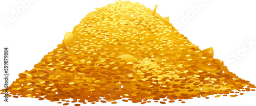 Big treasure of gold coins, wealth concept, isolated