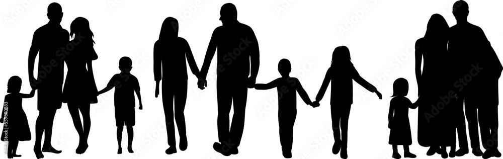 people with children silhouette design vector isolated