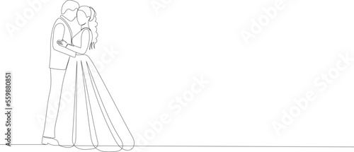 bride and groom continuous line drawing