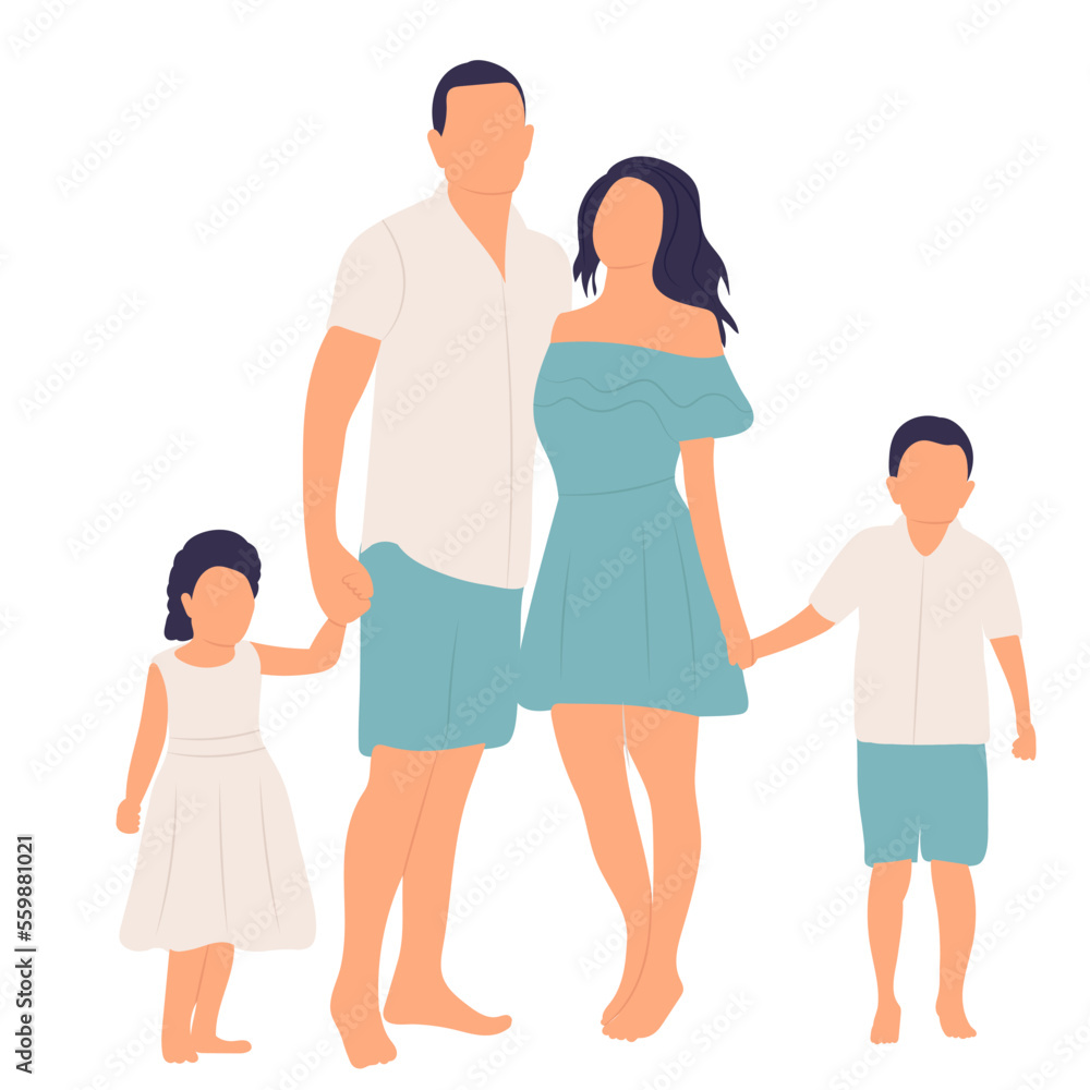 family in flat style, isolated vector