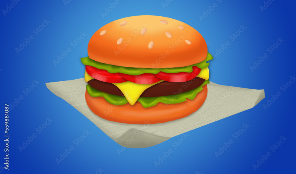 hamburger on a blue background