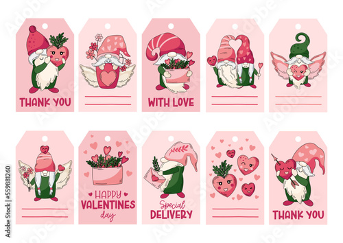 Valentine's Day gnomes gift tags. Valentine small business labelsValentine's Day gnomes gift tags. Valentine small business labels