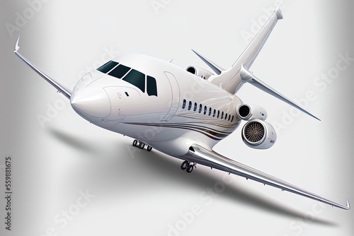 Modern business jet for corporations, isolated on a white backdrop. Generative AI