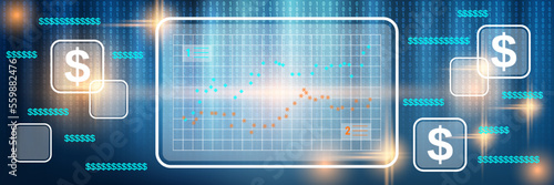 Business statistics  financial analytics  market trend analysis vector concept illustration. Web banner  header template
