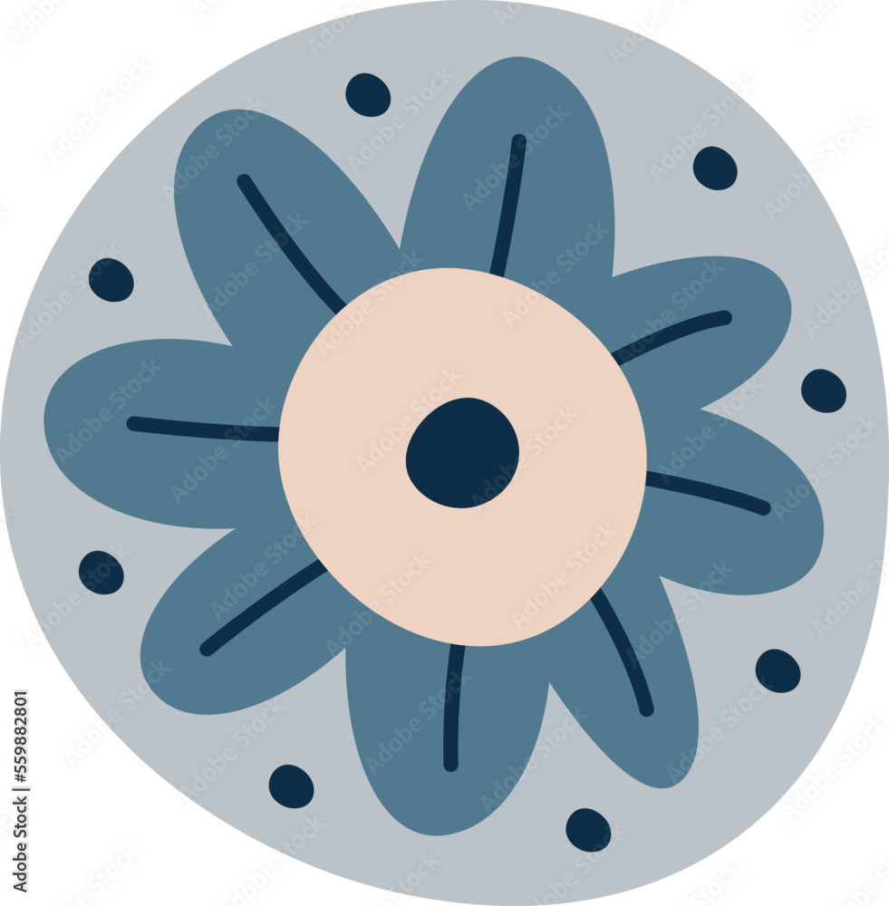 Hand drawn abstract flower circle flat icon