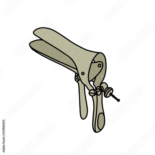 grave speculum doodle icon, vector color line illustration