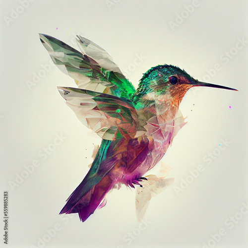 Double exposure hummingbird ai art photo