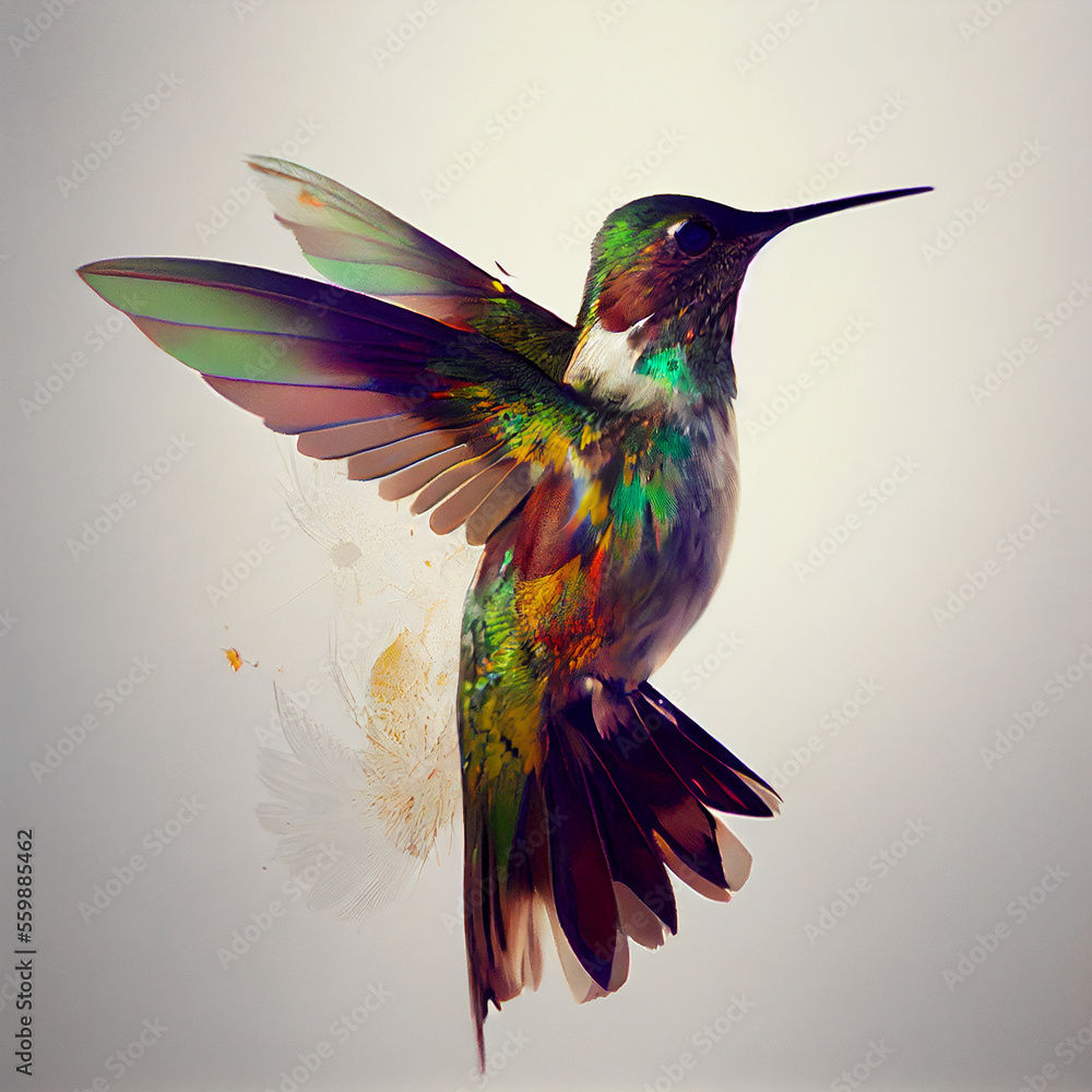 Obraz premium Double exposure hummingbird ai art
