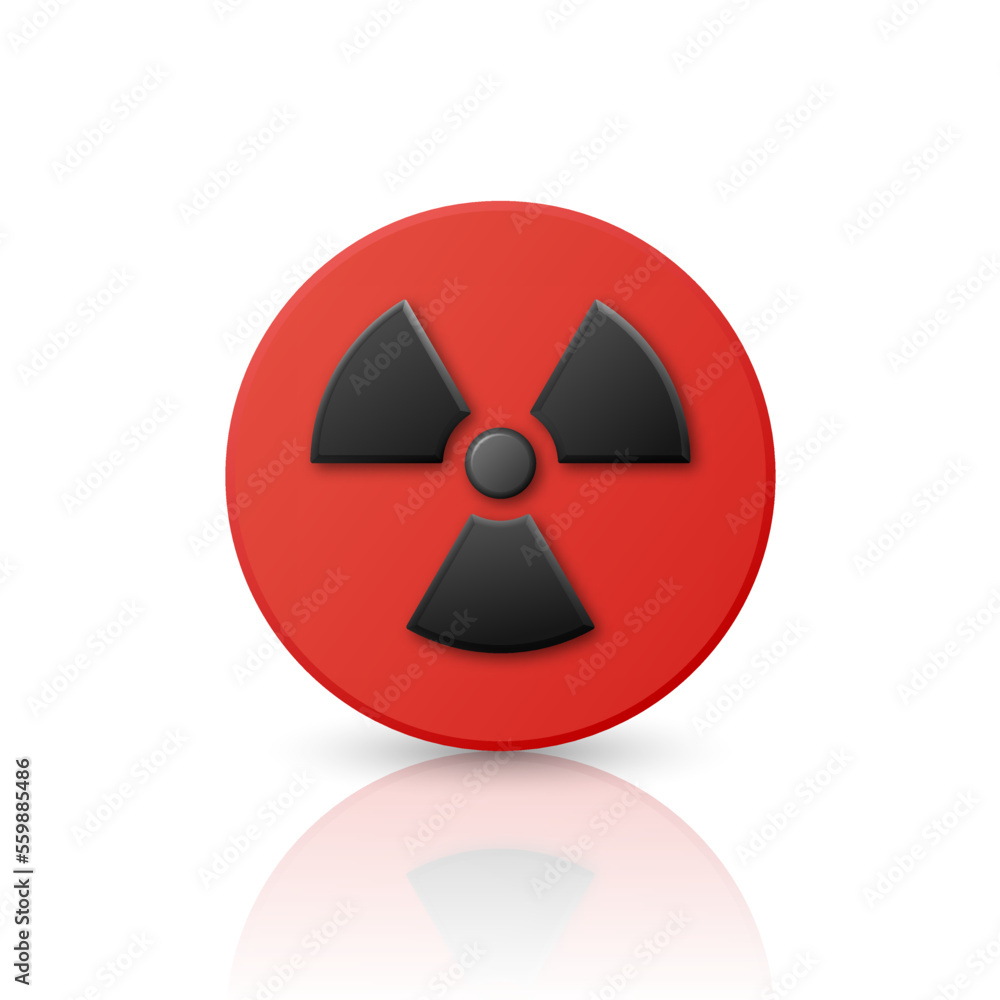 Vector 3d Realistic Round Red and Black Warning, Danger Nuclear Symbol Isolated on White Background. Radioactive Warning Sign, Pin Badge, Button. Design Template. Front View Vector 3d Realistic Round Red and Black Warning, Danger Nuclear Symbol Isolated on White Background. Radioactive Warning Sign, Pin Badge, Button. Design Template. Front View
