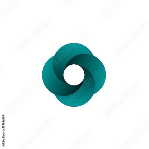 Impossible triangle. Penrose optical illusion. Seagreen gradient circular shape. Abstract infinite geometric logo design. Design object. Isolated on white background. 3d illustration	