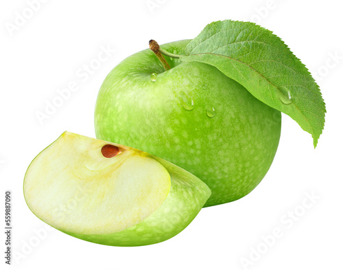 Fototapete Green Granny Smith apple fruit cut out