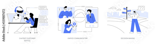 Enterprise communication abstract concept vector illustrations.