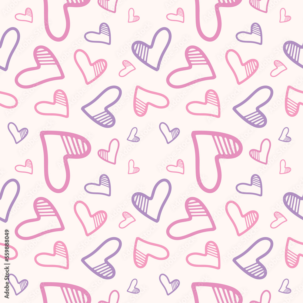 Valentine's seamless pattern vector doodle background digital paper illustration for web and print