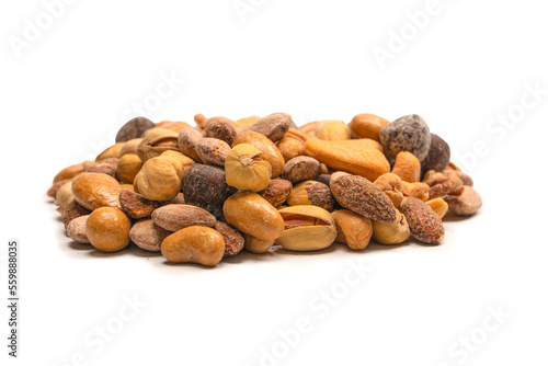  A group of almonds, pistachios, walnuts, macadamia, cashews.