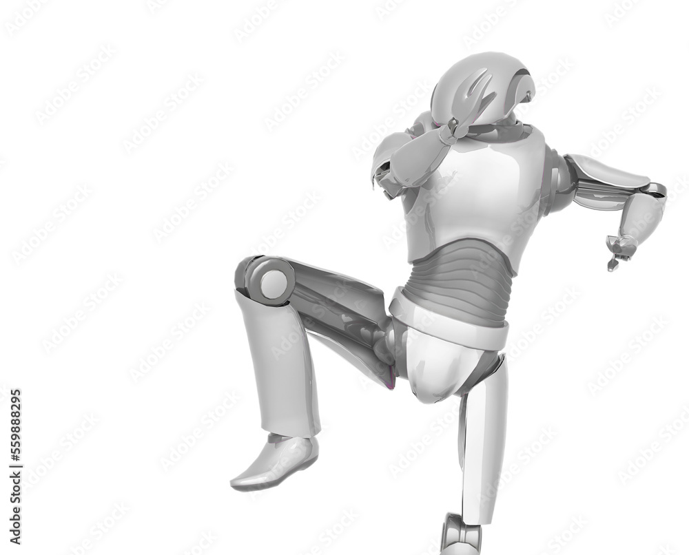 droid is kicking up in karate style with copy space droid is kicking up in karate style with copy space