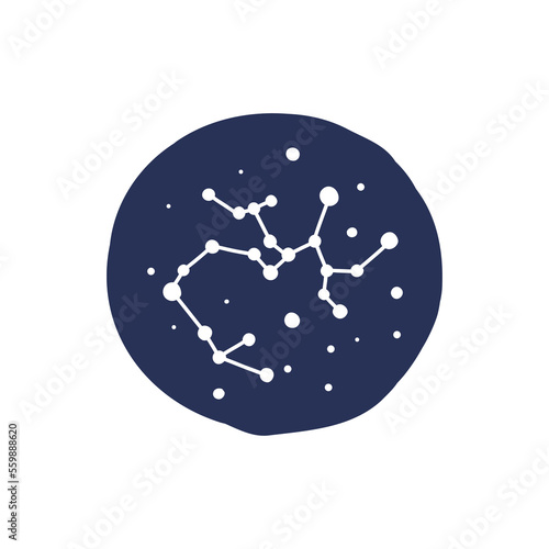 sagittarius constellation doodle icon, vector color line illustration