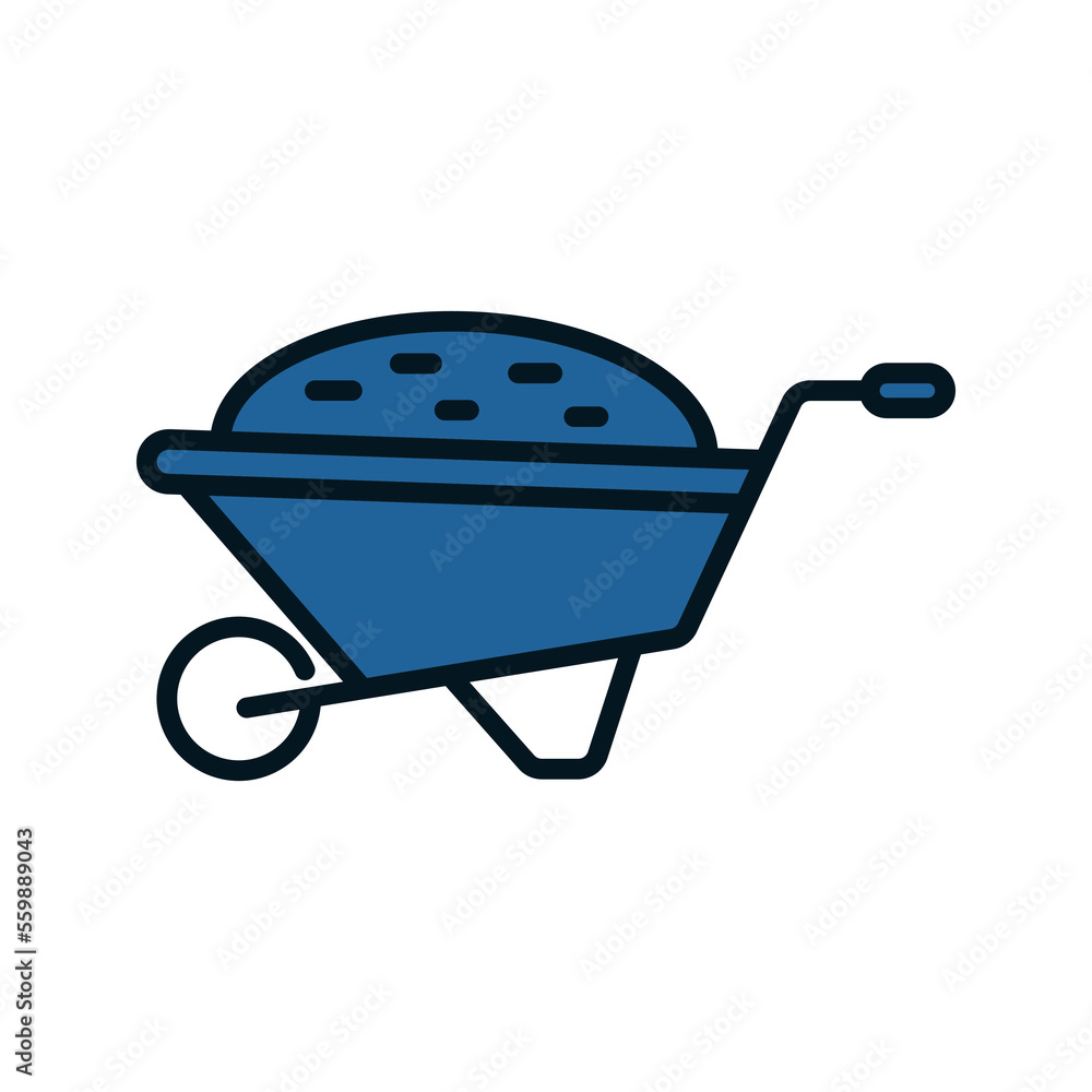 Wheelbarrow icon. sign for mobile concept and web design. vector illustration Wheelbarrow icon. sign for mobile concept and web design. vector illustration