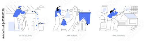 House and garden maintenance abstract concept vector illustrations.