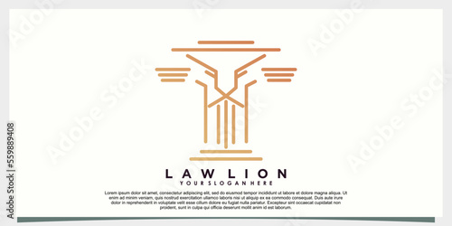law logo design with lion head creative concept