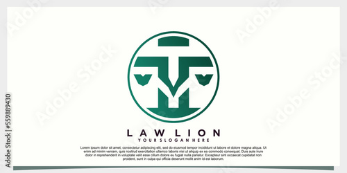 law logo design with lion head creative concept