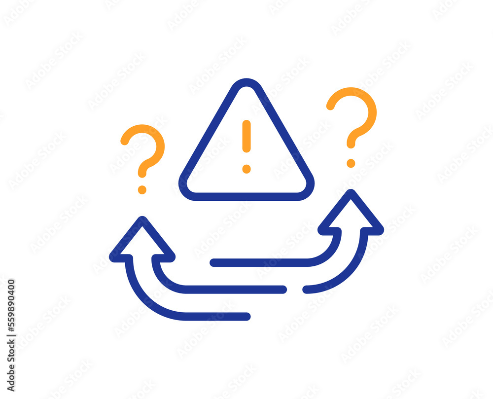 Attention line icon. Important choice sign. Danger warn symbol. Colorful thin line outline concept. Linear style attention icon. Editable stroke. Vector Attention line icon. Important choice sign. Danger warn symbol. Colorful thin line outline concept. Linear style attention icon. Editable stroke. Vector