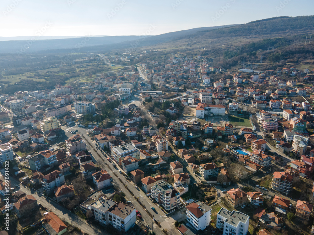Fototapeta premium Aerial view of town of Obzor, Bulgaria