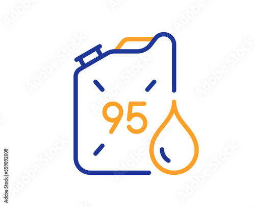 Petrol canister line icon. 95 petroleum fuel sign. E10 gasoline container symbol. Colorful thin line outline concept. Linear style petrol canister icon. Editable stroke. Vector