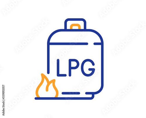 Gas cylinder line icon. LPG fuel container sign. Liquefied petroleum gas bottle symbol. Colorful thin line outline concept. Linear style gas cylinder icon. Editable stroke. Vector