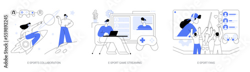 Video games industry abstract concept vector illustrations.