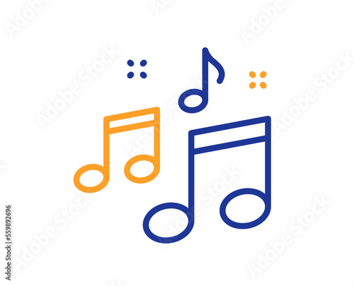 Music line icon. Musical note sign. Audio sound symbol. Colorful thin line outline concept. Linear style music icon. Editable stroke. Vector