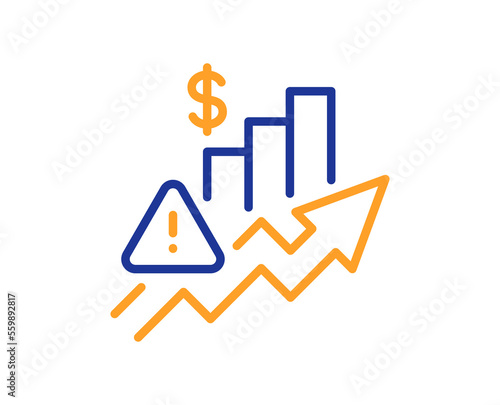 Rise price line icon. Excise duty graph sign. Tax rate or inflation symbol. Colorful thin line outline concept. Linear style rise price icon. Editable stroke. Vector