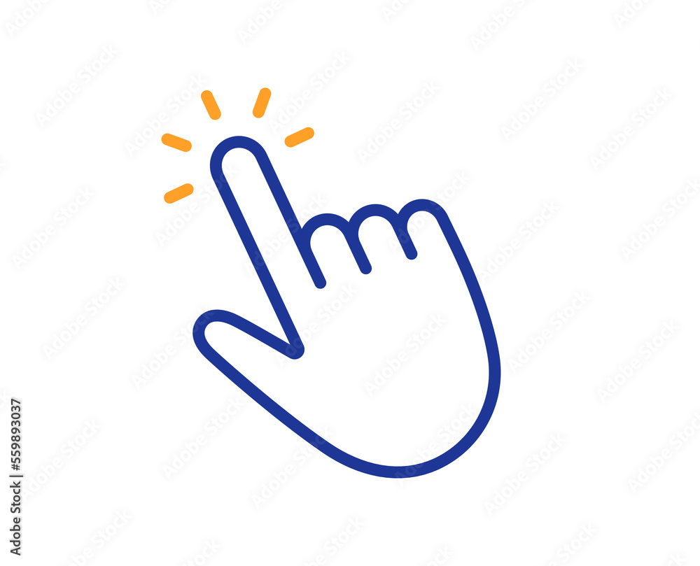 Fototapeta premium Hand cursor line icon. Click action sign. Finger pointer symbol. Colorful thin line outline concept. Linear style cursor icon. Editable stroke. Vector